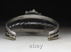 Bracelet manchette en argent sterling et corail de style amérindien Navajo vintage