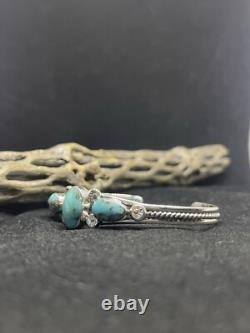 Bracelet manchette en argent sterling fait main, amérindien Navajo, renard en turquoise