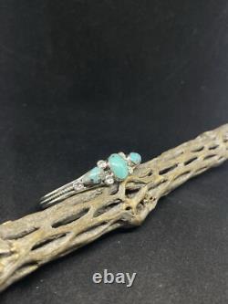 Bracelet manchette en argent sterling fait main, amérindien Navajo, renard en turquoise