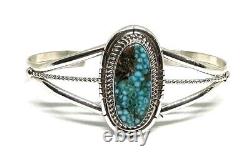 Bracelet manchette en argent sterling fait main par les Amérindiens Navajo avec turquoise naturelle