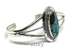 Bracelet manchette en argent sterling fait main par les Amérindiens Navajo avec turquoise naturelle