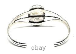 Bracelet manchette en argent sterling fait main par les Amérindiens Navajo avec turquoise naturelle