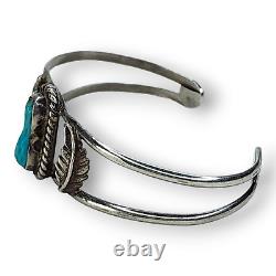 Bracelet manchette en argent sterling sculpté en turquoise de style amérindien navajo vintage