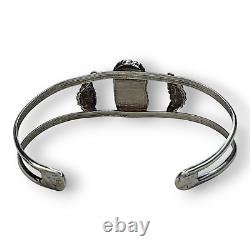 Bracelet manchette en argent sterling sculpté en turquoise de style amérindien navajo vintage