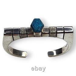 Bracelet manchette en argent sterling turquoise Navajo Amérindien Nusie Belon