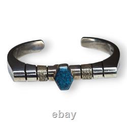 Bracelet manchette en argent sterling turquoise Navajo Amérindien Nusie Belon