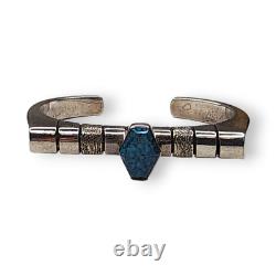 Bracelet manchette en argent sterling turquoise Navajo Amérindien Nusie Belon