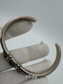 Bracelet manchette en argent sterling turquoise bleue amérindienne Navajo Livingston