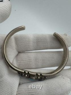 Bracelet manchette en argent sterling turquoise bleue amérindienne Navajo Livingston