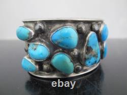 Bracelet manchette en turquoise en grappe KINGMAN amérindien NAVAJO