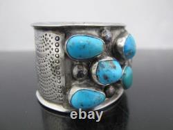 Bracelet manchette en turquoise en grappe KINGMAN amérindien NAVAJO