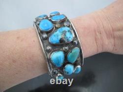 Bracelet manchette en turquoise en grappe KINGMAN amérindien NAVAJO