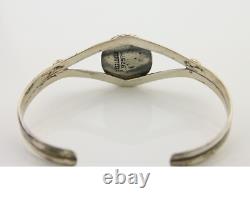 Bracelet manchette navajo en argent 925 turquoise artisanal amérindien C. années 80