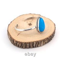 Bracelet manchette navajo fait main amérindien turquoise argent taille 6.5