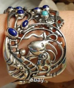 Bracelet manchette tribal en argent sterling Navajo, vase de mariage, moyen