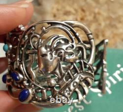 Bracelet manchette tribal en argent sterling Navajo, vase de mariage, moyen