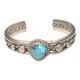 Bracelet Manchette Vintage Navajo En Argent Sterling Et Turquoise, Lourd, 55 G, Vieux Pawn, 5,5
