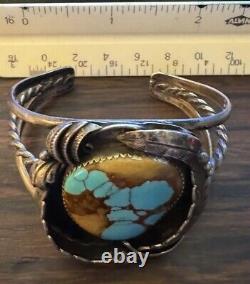 Bracelet manchette vintage en argent sterling amérindien Navajo avec turquoise Royston