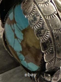 Bracelet manchette vintage en argent sterling amérindien Navajo avec turquoise Royston