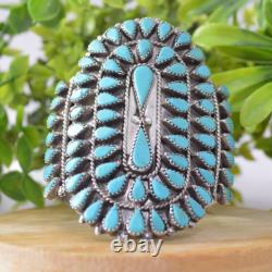 Bracelet manchette vintage en argent sterling navajo avec cluster de turquoise