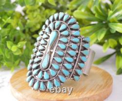 Bracelet manchette vintage en argent sterling navajo avec cluster de turquoise
