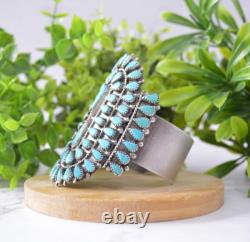 Bracelet manchette vintage en argent sterling navajo avec cluster de turquoise