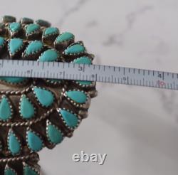 Bracelet manchette vintage en argent sterling navajo avec cluster de turquoise