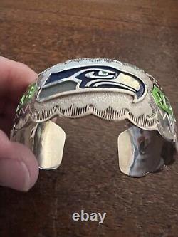 Bracelet pour femme amérindienne Navajo de la NFL Seattle Seahawks Cuff #A Éblouissant