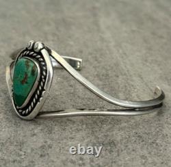 Bracelet vintage en argent sterling Navajo avec turquoise carinée 6-1/2