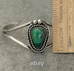Bracelet vintage en argent sterling Navajo avec turquoise carinée 6-1/2
