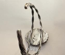Bracelet vintage en argent sterling avec cabochon en œil de tigre Navajo Amérindien
