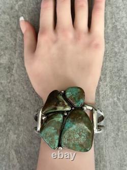 Bracelet vintage en argent sterling turquoise Navajo BRENDA PETE - L