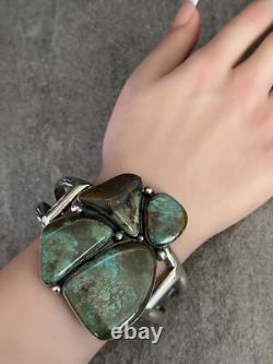 Bracelet vintage en argent sterling turquoise Navajo BRENDA PETE - L