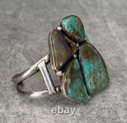 Bracelet vintage en argent sterling turquoise Navajo BRENDA PETE - L