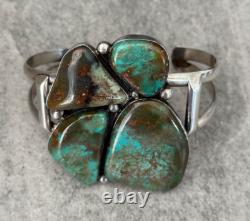 Bracelet vintage en argent sterling turquoise Navajo BRENDA PETE - L