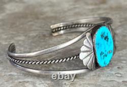 Bracelet vintage en argent sterling turquoise Navajo LEONARD T. CHEE