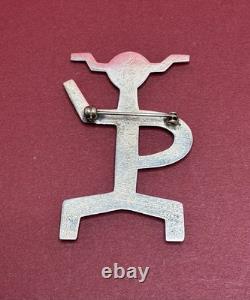 Broche Navajo Yei en argent coulé au sable amérindien 2,5