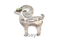 Broche épingle en turquoise de mouton Navajo amérindien vintage