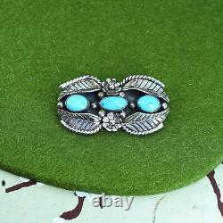 Broche faite à la main en argent sterling 925 par les Amérindiens Navajo avec turquoise