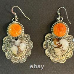 Cœur Navajo Amérindien Wildhorse avec coquille d'huitre épineuse orange ronde