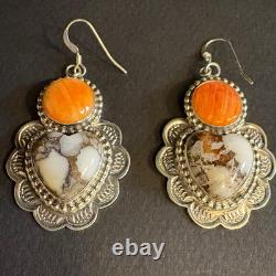 Cœur Navajo Amérindien Wildhorse avec coquille d'huitre épineuse orange ronde