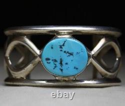 Carson Craig Bracelet en argent sterling Sandcast Native American Navajo avec Turquoise