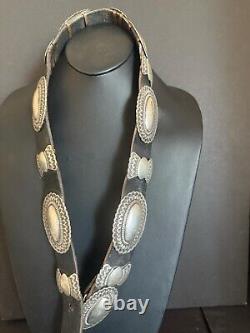 Ceinture concho en argent sterling Navajo amérindien Martinez signée