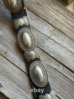 Ceinture concho en argent sterling Navajo amérindien Martinez signée