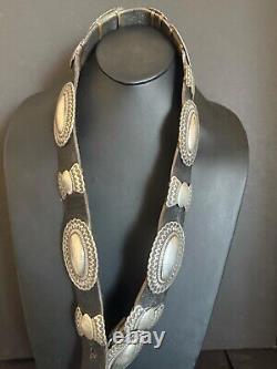 Ceinture concho en argent sterling Navajo amérindien Martinez signée