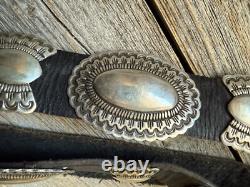 Ceinture concho en argent sterling Navajo amérindien Martinez signée