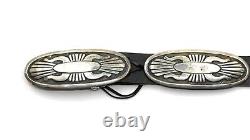 Ceinture concho en argent sterling Navajo amérindien vintage signée Rick Martinez