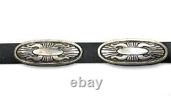 Ceinture concho en argent sterling Navajo amérindien vintage signée Rick Martinez