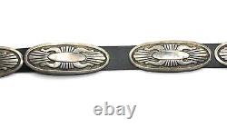 Ceinture concho en argent sterling Navajo amérindien vintage signée Rick Martinez
