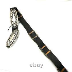 Ceinture concho en argent sterling Navajo amérindien vintage signée Rick Martinez